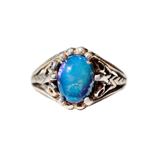 Anillo Ópalo Azul Plata