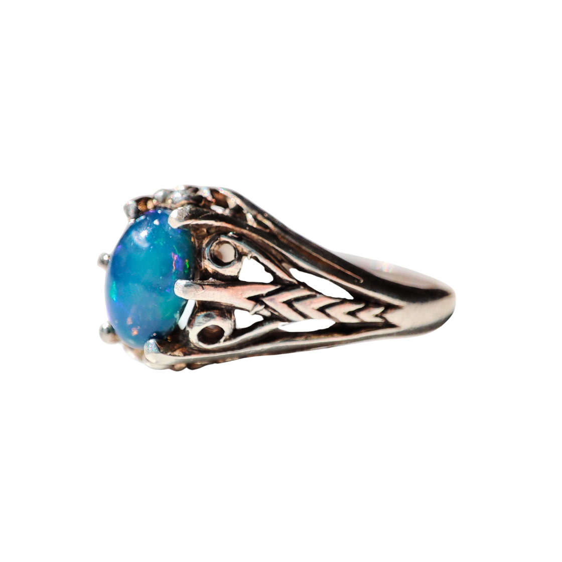 Anillo Ópalo Azul Plata