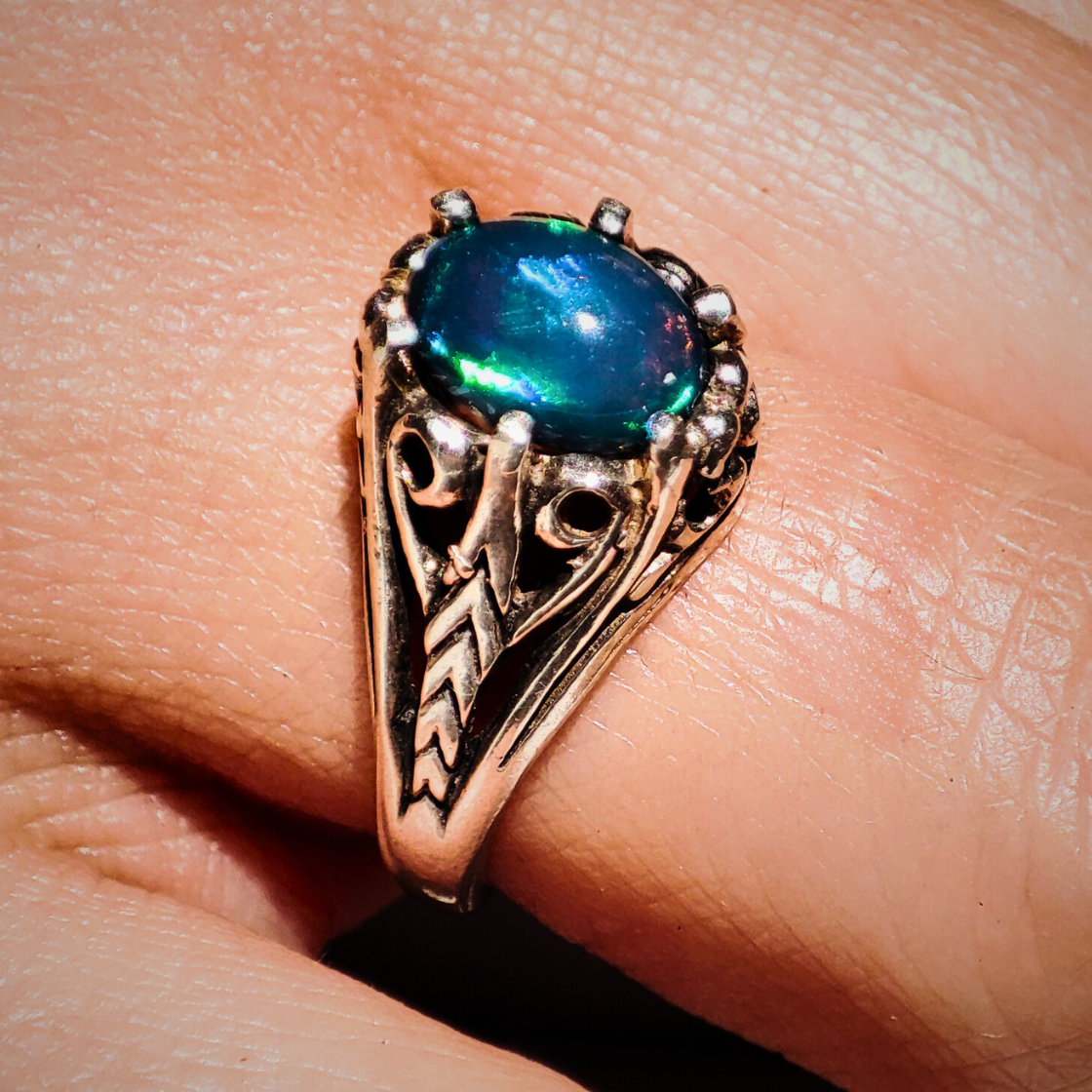 Anillo Ópalo Azul Plata