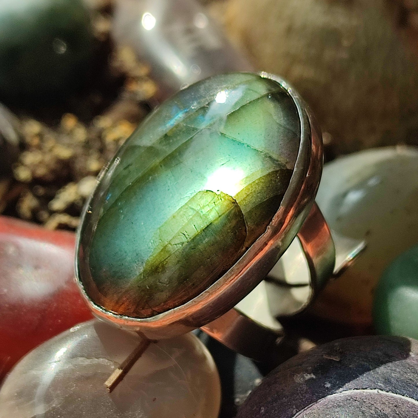 Anillo Labradorita Verde