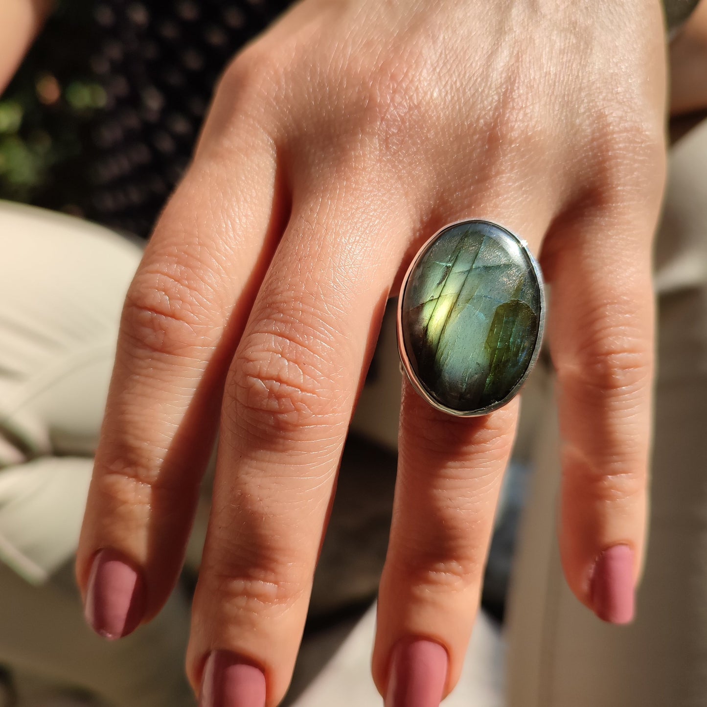 Anillo Labradorita Verde